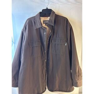 Woolrich 2xl Sherpa lined brown denim flannel buttons shirt jacket